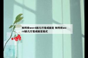 如何将word前几行变成固定 如何将word前几行变成固定格式