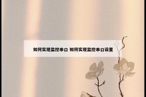 如何实现监控串口 如何实现监控串口设置