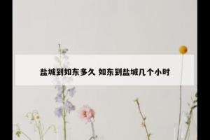 盐城到如东多久 如东到盐城几个小时