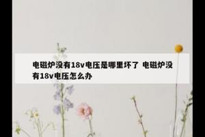 电磁炉没有18v电压是哪里坏了 电磁炉没有18v电压怎么办