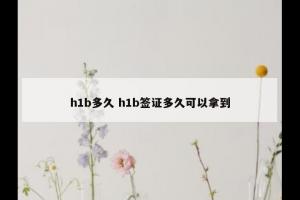 h1b多久 h1b签证多久可以拿到