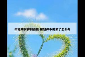 按钮如何弹到面板 按钮弹不出来了怎么办
