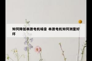 如何降低串激电机噪音 串激电机如何测量好坏