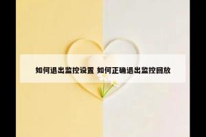 如何退出监控设置 如何正确退出监控回放