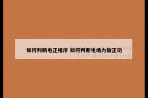 如何判断电正相序 如何判断电场力做正功