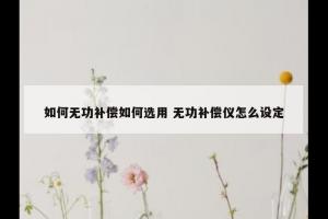 如何无功补偿如何选用 无功补偿仪怎么设定