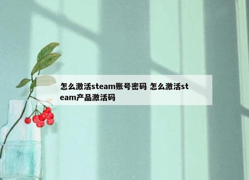 怎么激活steam账号密码 怎么激活steam产品激活码