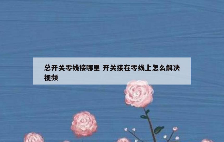 总开关零线接哪里 开关接在零线上怎么解决视频