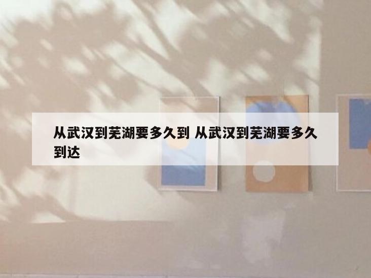 从武汉到芜湖要多久到 从武汉到芜湖要多久到达