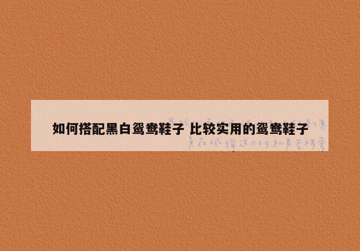 如何搭配黑白鸳鸯鞋子 比较实用的鸳鸯鞋子