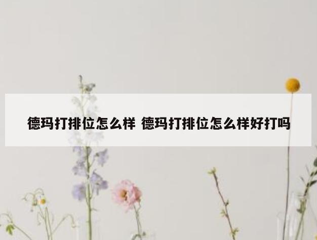德玛打排位怎么样 德玛打排位怎么样好打吗