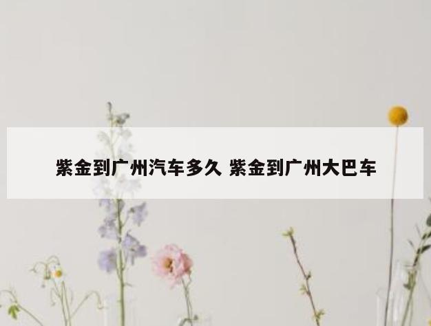紫金到广州汽车多久 紫金到广州大巴车