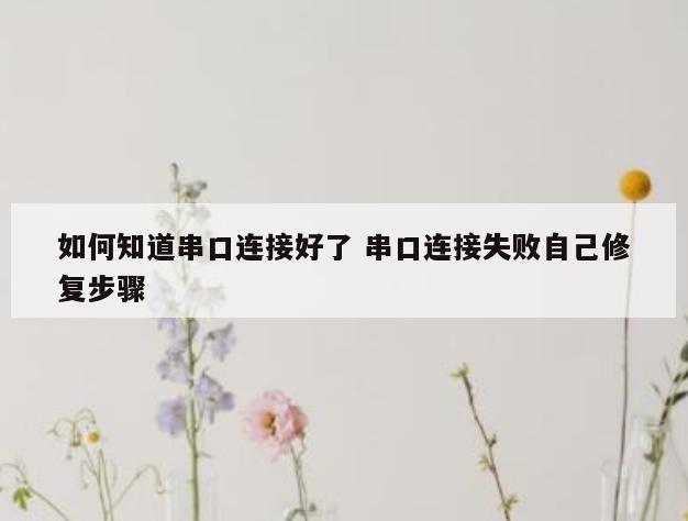 如何知道串口连接好了 串口连接失败自己修复步骤