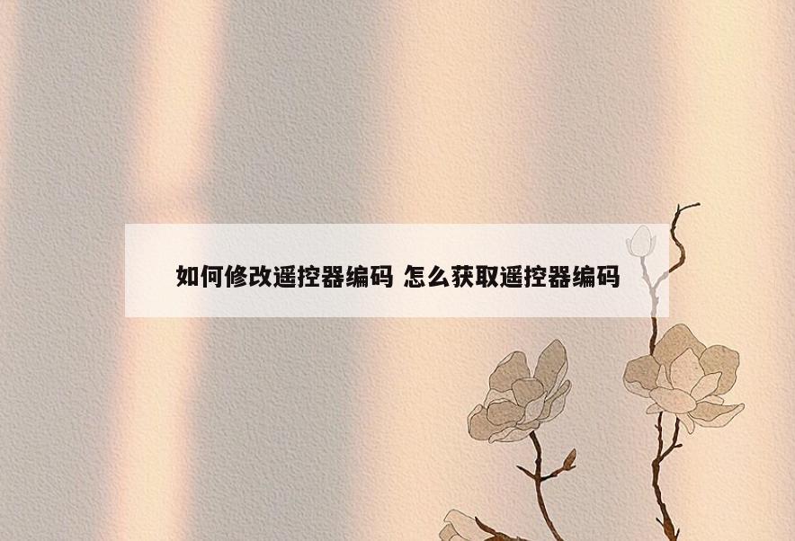 如何修改遥控器编码 怎么获取遥控器编码