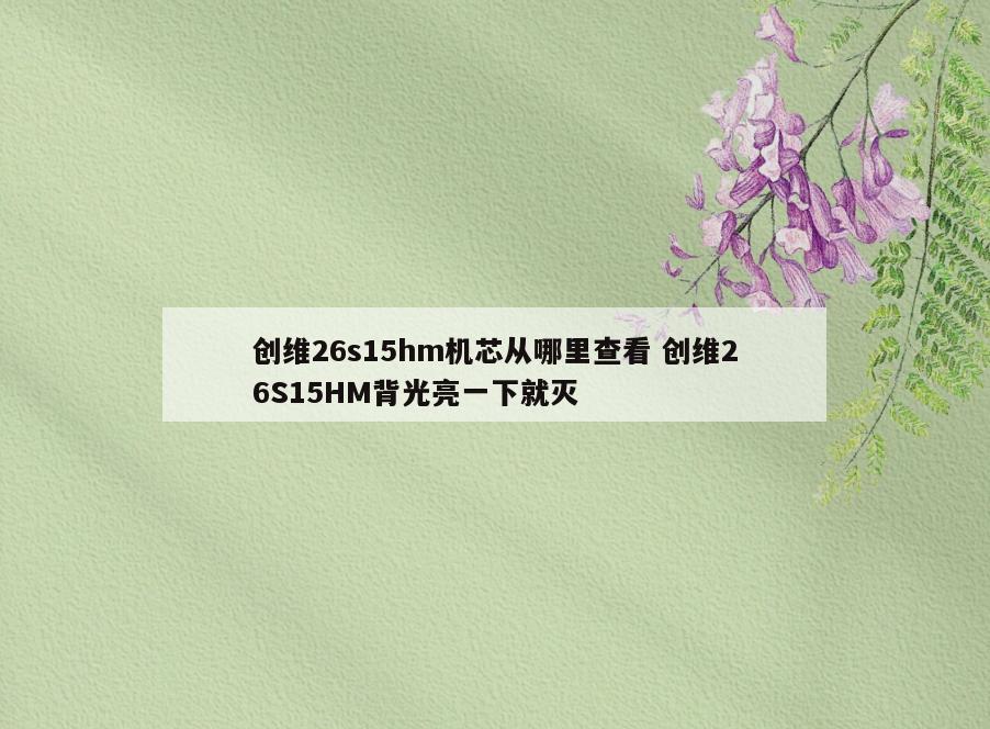 创维26s15hm机芯从哪里查看 创维26S15HM背光亮一下就灭
