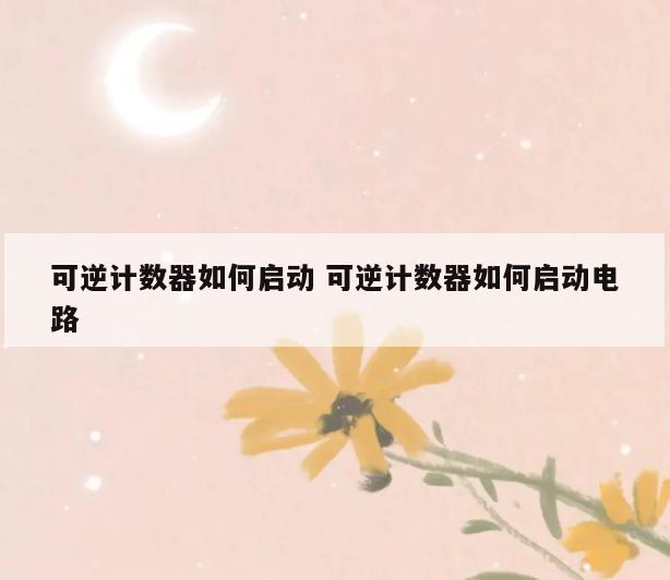 可逆计数器如何启动 可逆计数器如何启动电路
