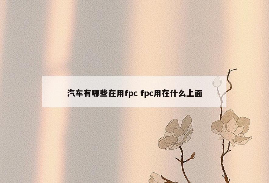 汽车有哪些在用fpc fpc用在什么上面