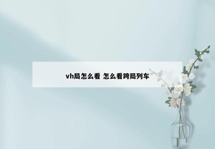 vh局怎么看 怎么看跨局列车