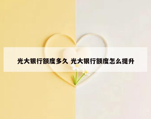 光大银行额度多久 光大银行额度怎么提升