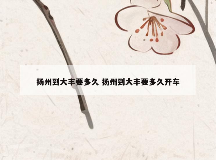 扬州到大丰要多久 扬州到大丰要多久开车