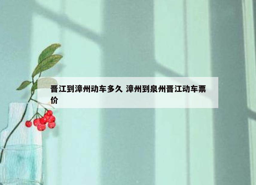 晋江到漳州动车多久 漳州到泉州晋江动车票价
