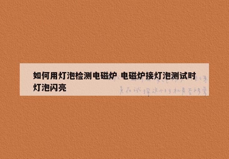 如何用灯泡检测电磁炉 电磁炉接灯泡测试时灯泡闪亮