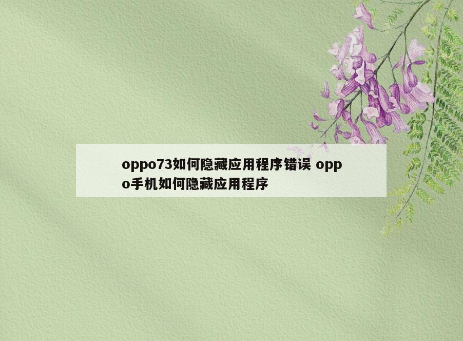 oppo73如何隐藏应用程序错误 oppo手机如何隐藏应用程序