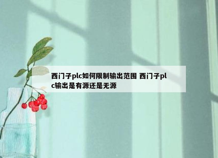 西门子plc如何限制输出范围 西门子plc输出是有源还是无源