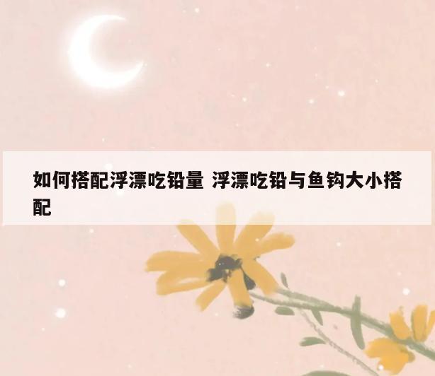 如何搭配浮漂吃铅量 浮漂吃铅与鱼钩大小搭配