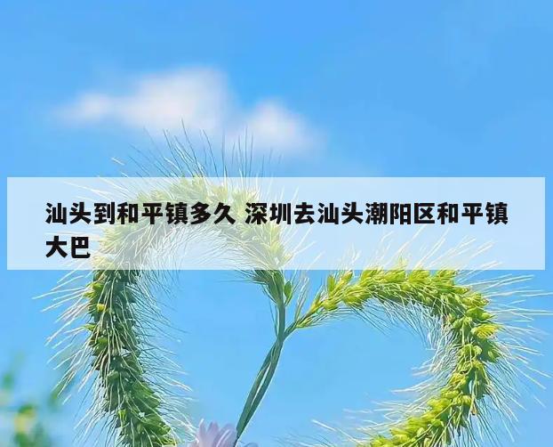 汕头到和平镇多久 深圳去汕头潮阳区和平镇大巴