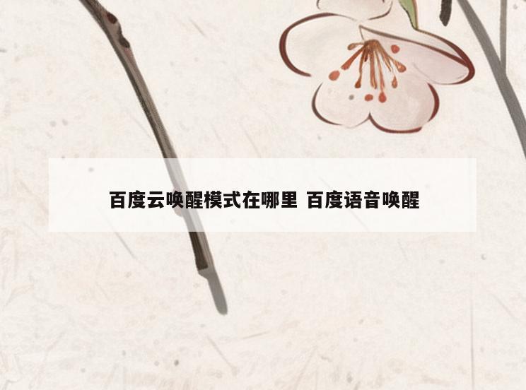 百度云唤醒模式在哪里 百度语音唤醒