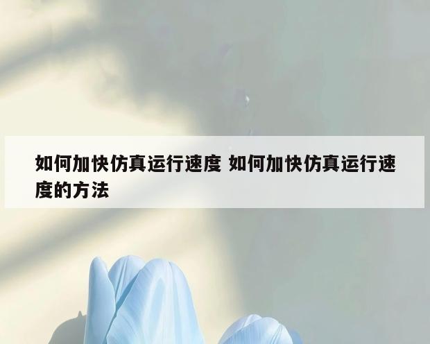 如何加快仿真运行速度 如何加快仿真运行速度的方法