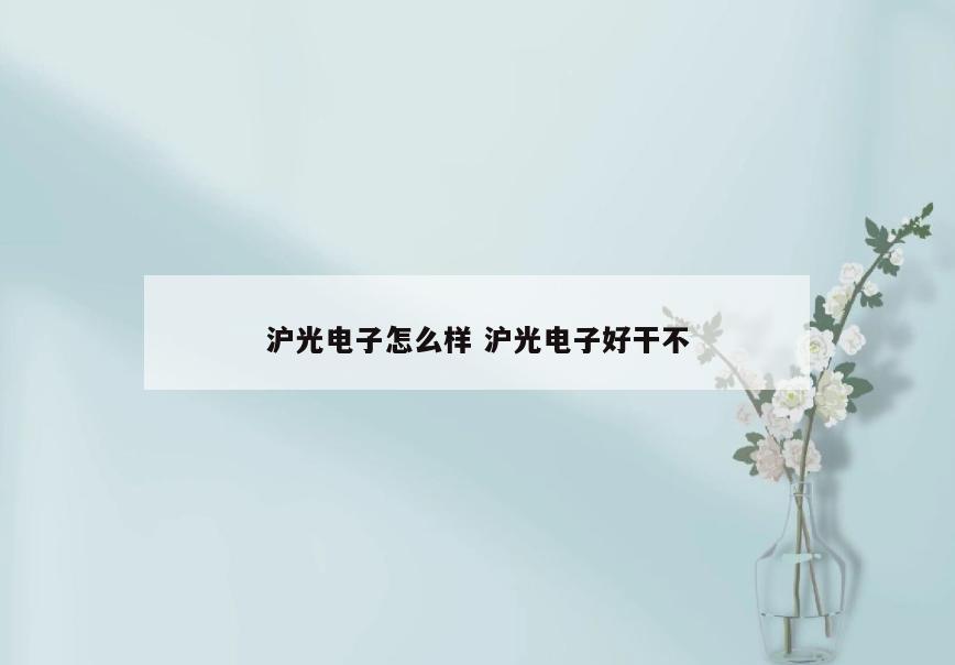 沪光电子怎么样 沪光电子好干不
