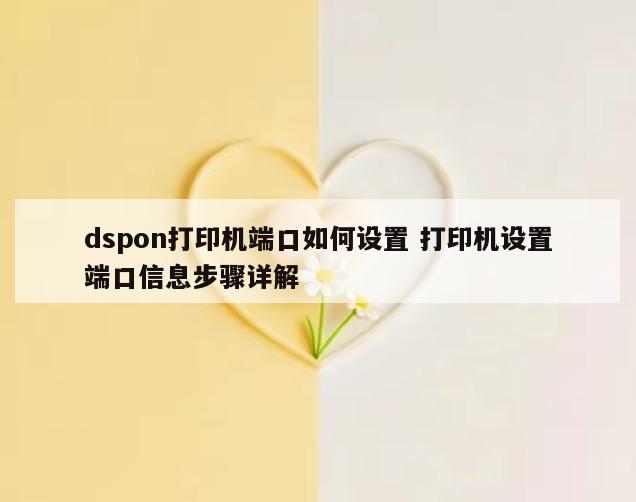 dspon打印机端口如何设置 打印机设置端口信息步骤详解