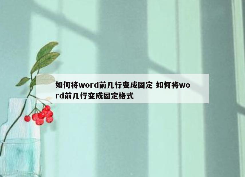 如何将word前几行变成固定 如何将word前几行变成固定格式