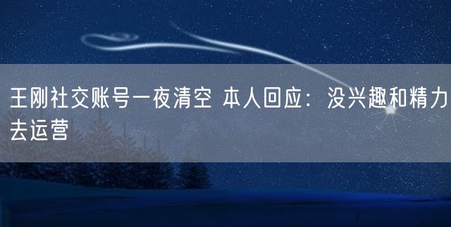 王刚社交账号一夜清空 本人回应：没兴趣和精力去运营