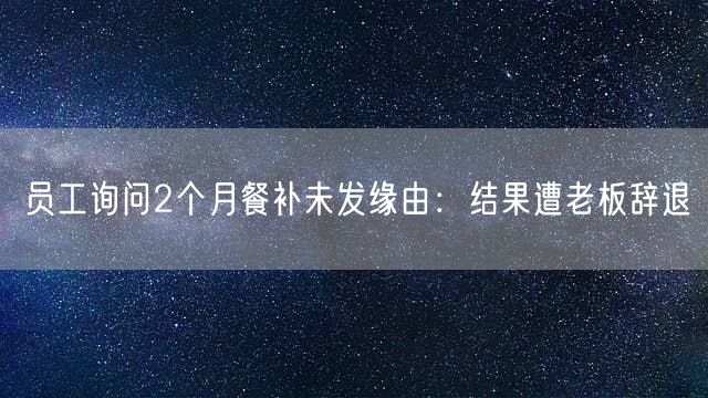 员工询问2个月餐补未发缘由：结果遭老板辞退