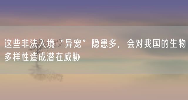 这些非法入境“异宠”隐患多，会对我国的生物多样性造成潜在威胁