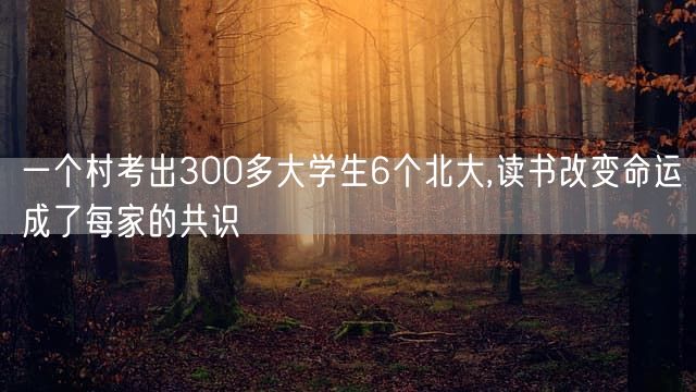 一个村考出300多大学生6个北大,读书改变命运成了每家的共识