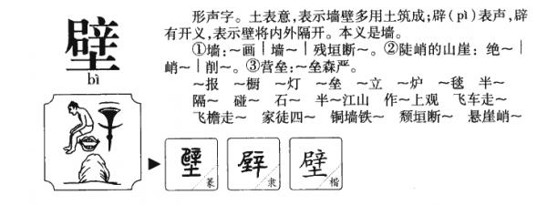 壁,壁的拼音,笔顺,意思解释,英文,五行属性,部首,结构,部首,笔顺,汉字